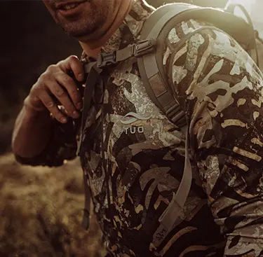 Hunter wearing Veil Camo shirt