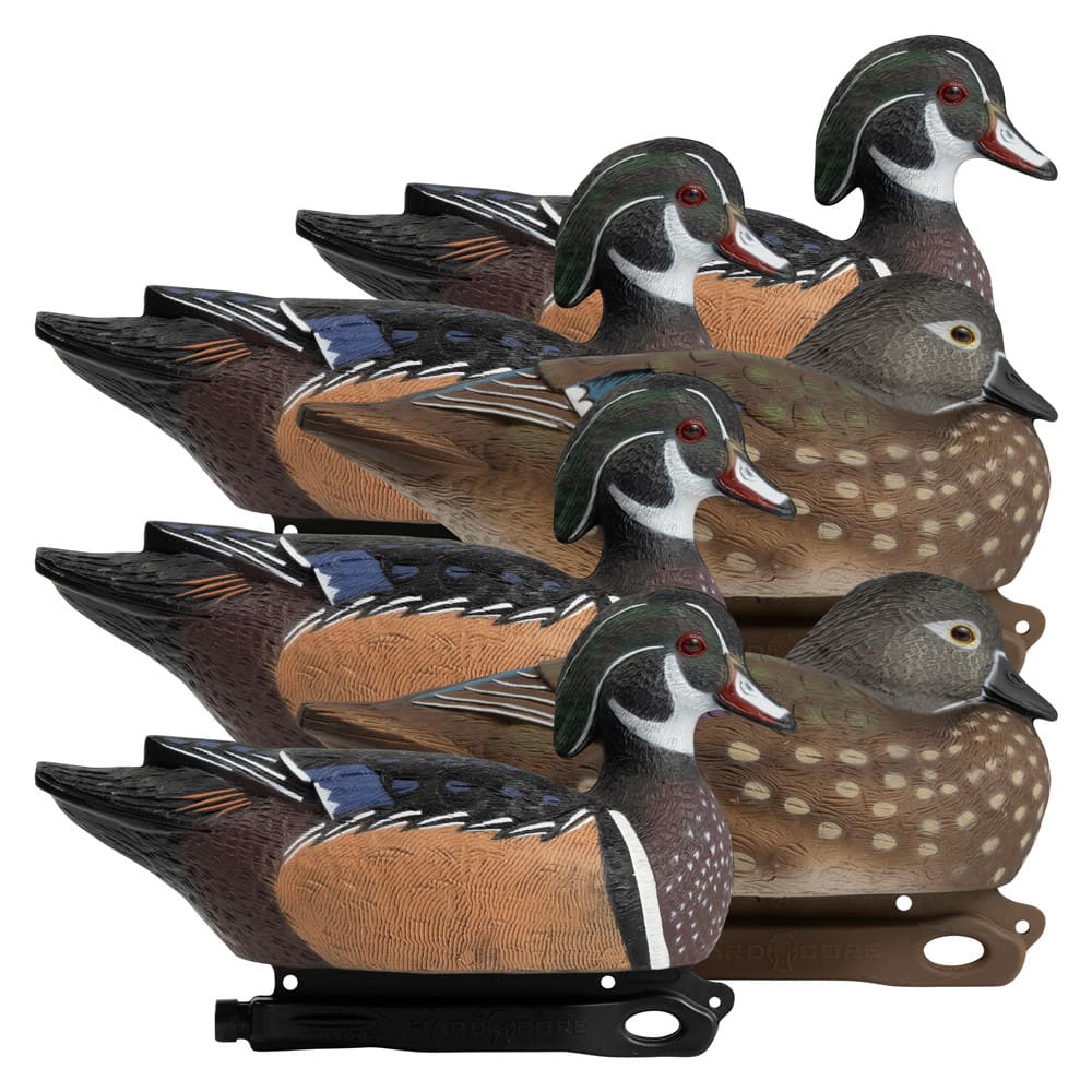 Rugged Series Wood Ducks decoy line up right facing