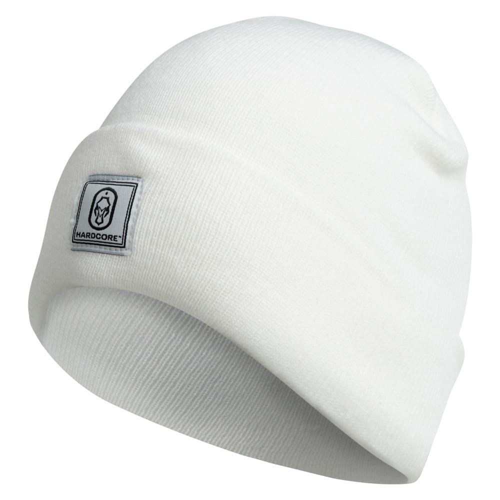 Hardcore Solid Knit Beanie in white left facing
