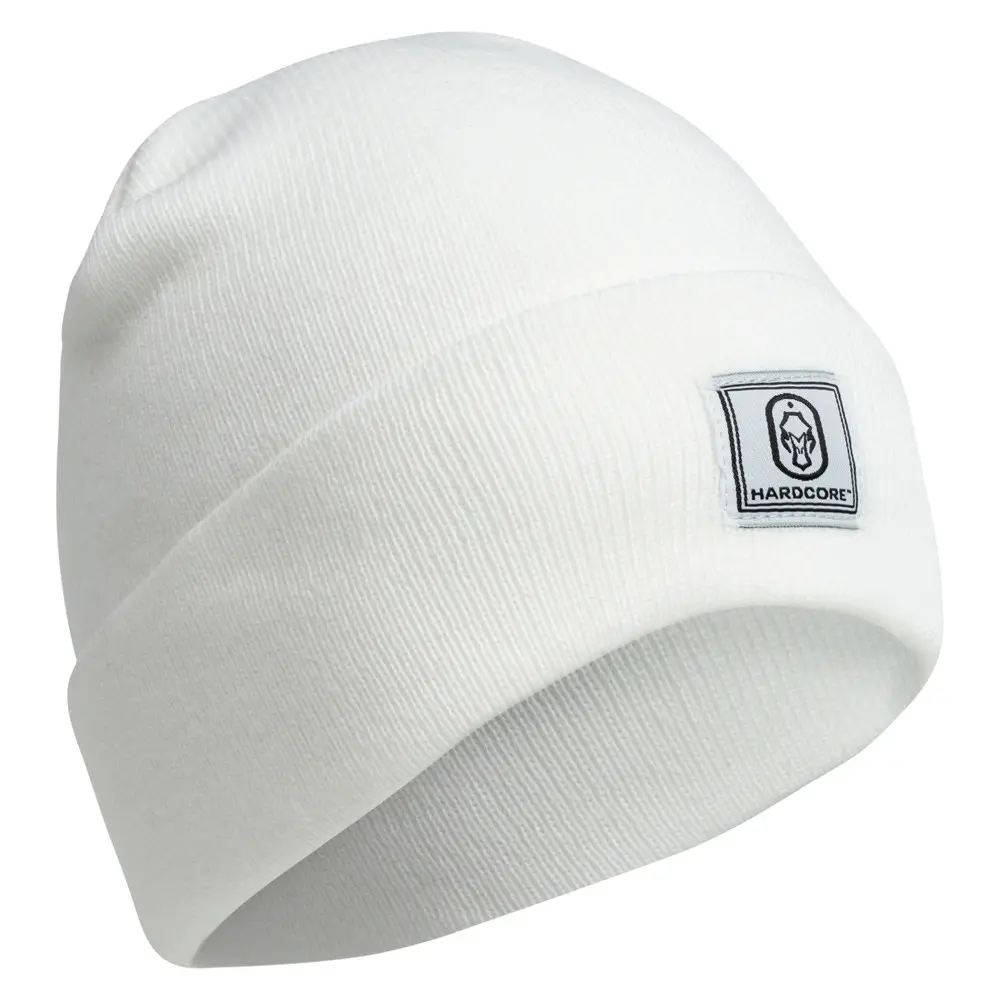 Hardcore Solid Knit Beanie in white right facing
