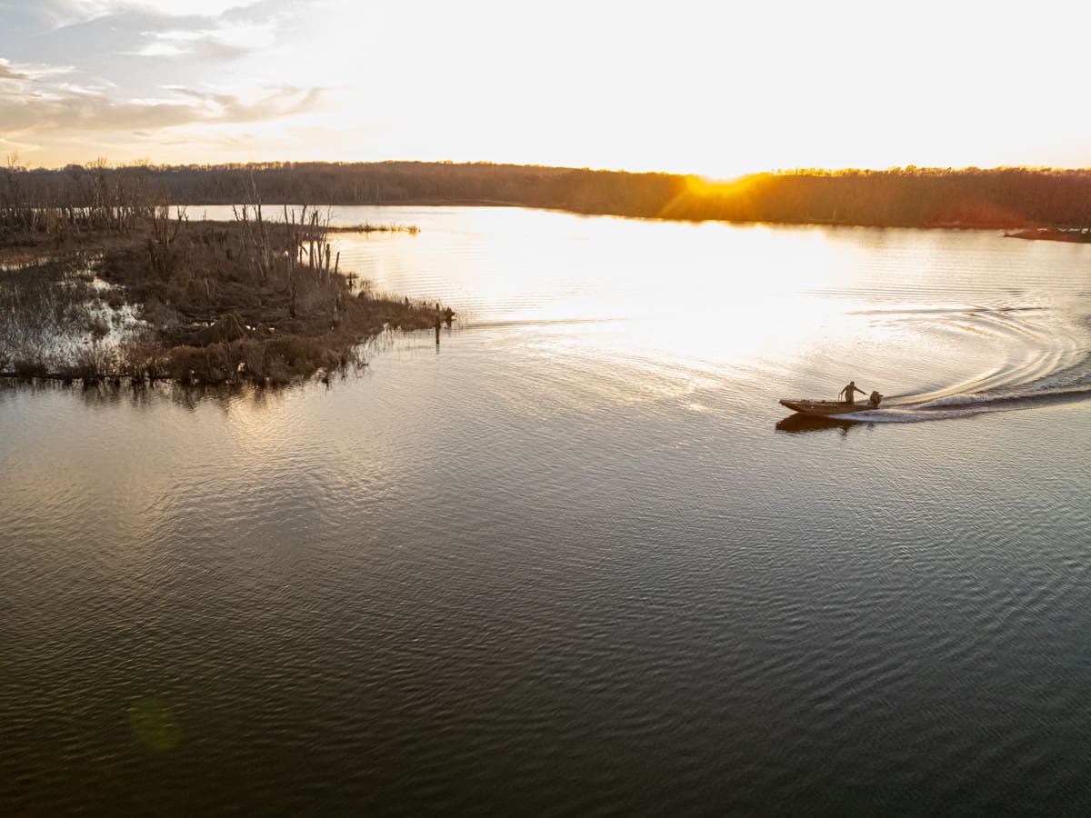Hardcore Late Season Goose Closing Boat Sunrise